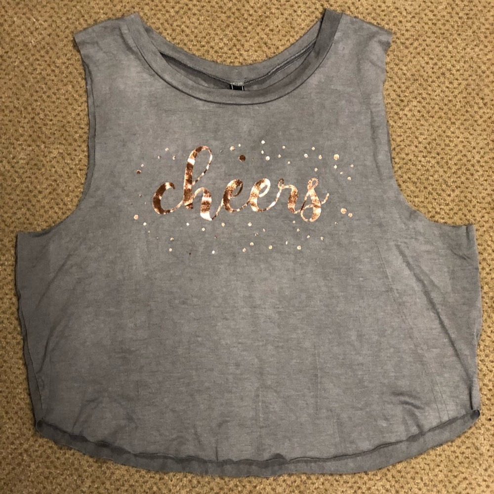Cute thin metallic lettering tank top